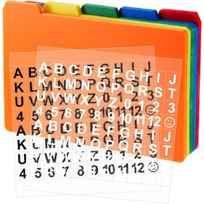 50 Pieces Index Card Guide Set Alphabet Sticker Index Card Dividers Self Adhesive Number Stickers Index Card Dividers with Tabs for Office Business Classroom Products (Assorted Color, 4 x 6 Inch)