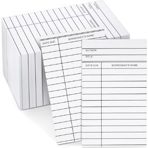 600 Pack Blank Library Cards for School Book Checkouts, Catalog CDs, DVDs, Vinyl Records, Classroom Supplies, Record Keeping, Tracking, Organizing, White (3x5 Inches)
