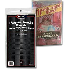 BCW Paperback Book Bags - 100-Pack | 5 x 7 3/8 Inches | Crystal Clear Polypropylene, Acid-Free Protection for Pocket Paperbacks | Book Covers for Paperbacks