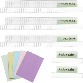 BTSKY 2.2 Inch Insertable Self-Adhesive Index Tabs with Printable Paper Inserts Clear Plastic Sticky File Folder Labels Convenient Divider Index Tabs Stick on Books, Folders, Notebooks,etc (75 Pcs)