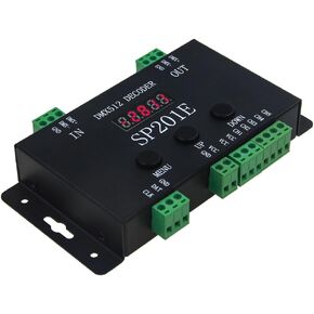 ALITOVE WS2812B WS2811 DMX to SPI Controller Decoder, W/ 99 Color Modes, 5 Channel DMX 512 RGB WW Decoder Controller for SK6812 WS2801 WS2813 LP6803 8806 1903 RGBWW LED Pixels Light Strip DC5V~24V