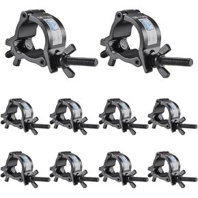Truss Clamp Stage Light Clamp, 10PCS GZhuoNan Professional 35-40 mm Aluminium Black Small Size Light Clamps with TUV Certified, Heavy Duty 165LB Lighting Clamps, Fit for 1.4-1.6 Inch OD Tube/Pipe