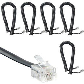 Newhouse Hardware 7 ft Uncoiled/1.33 ft Coiled Telephone Handset Cord, with RJ9 (4P4C) Connectors, Used to Connect The Telephone and Handset, 5-Pack, Ivory