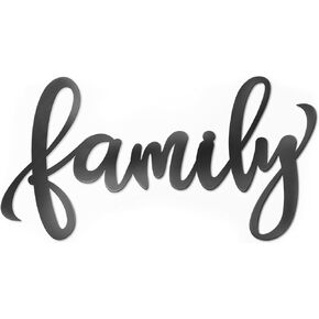 Vivegate Metal Family Signs for Home Decor Wall, 17.4"X9.1" Black Family Decor Sign Heavy Iron Happy Family Wall Art Cut Out Plaque Family Wall Decor