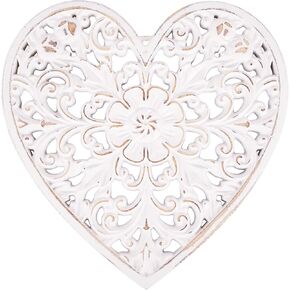 لوحة حائط خشبية ديكور معلق، فن ديكور حائط ميدالية، لوحة حائط منحوتة MDF بيضاء مزخرفة على شكل قلب مقاس 12 بوصة لغرفتك أو مكتبك in Kuwait