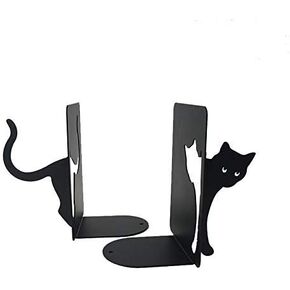 Dog and Cat Bookends, Metal Black Desktop Books Organizer, Gifts for Book Lovers Dog Lovers Gifts for Women, A Pair
