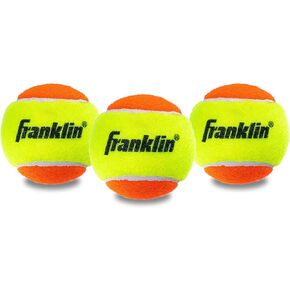 Franklin Sports Starter Tennis Balls - Beginner Tennis Balls - Pressureless Tennis Balls - Great for Training + Practice - 3 Pack Low Bounce Tennis Balls - All Court Surface Balls