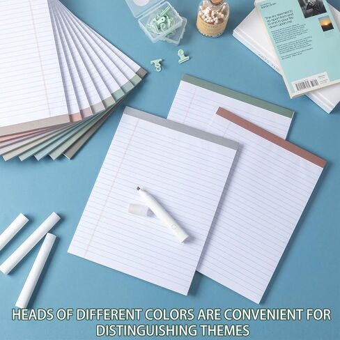 12 Pcs Legal Pads 8.5 x 11 Inches Note Pads 50 Sheets Per Notepad Wide Ruled Lined Paper Notepad Morandi Binding Writing Pad for College Office School, 12 Colors in Saudi Arabia