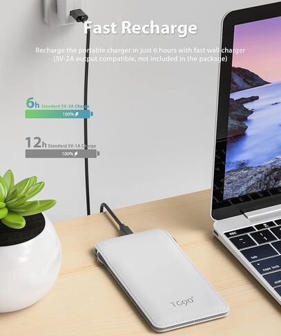 TG90° Portable Charger with Built in Cable, 10000mah Power Bank Type C USB C Cell Phone Thin Slim Lightweight Travel Tiny Charger Backup Battery Pack Compatible with Smartphones and All USB-C Devices in Kuwait