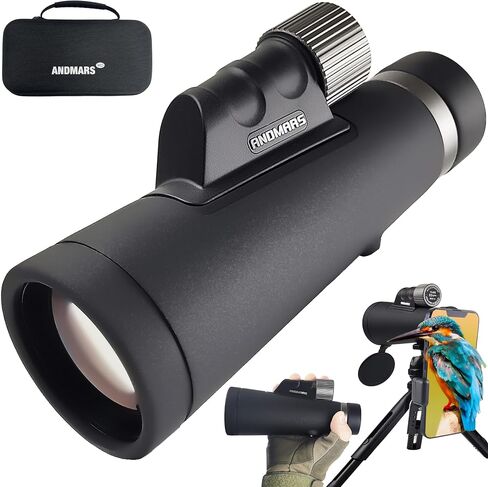 2024 New Andmars 12x56 ED High Power Monocular for Adults. Waterproof Telescope with Box, Phone Adapter and Tripod. FMC Coated & BAK4 Prism. for Birding Hiking Hunting. (Green) in Saudi Arabia