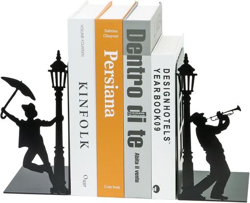 نهايات الكتب للأرفف المزخرفة، نهاية كتاب معدنية مضادة للانزلاق وحامل كتب وسدادة ديكور منزلي للأفلام/الأقراص المضغوطة/ألعاب الفيديو (مجموعة من 2) in Kuwait