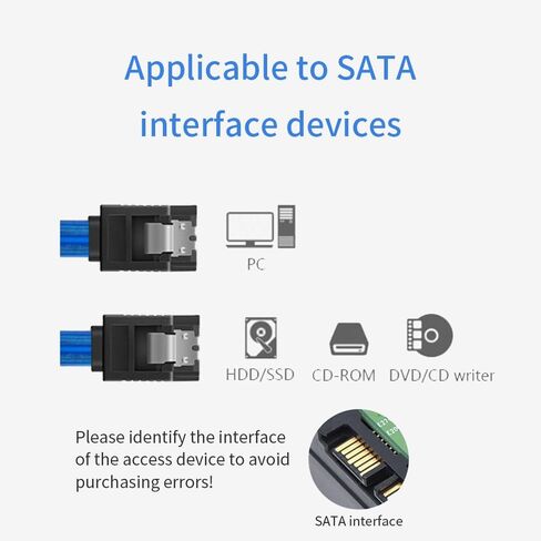 SATA Cable III, 3 Pack SATA Cable III 6Gbps Straight HDD SDD Data Cable with Locking Latch 19.69 Inches for SATA HDD,SSD, CD Driver, CD Writer (Blue, 1 Pack) (Red, 3 Pack) in Saudi Arabia