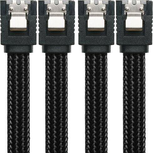 كابل بيانات CRJ Premium 2-Pack SATA 3.0 7-Pin - أسود، 20 بوصة (50 سم) - لأجهزة الكمبيوتر المكتبية، ومحركات الأقراص الصلبة، ومحركات أقراص الحالة الصلبة in Kuwait