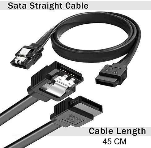 كابل بيانات SaiTech IT 5 حزم SATA III 6.0 جيجابت في الثانية مع مزلاج قفل لكابل HDD وSSD III 6 جيجابت في الثانية (أسود - مستقيم مع مزلاج قفل على كلا الجانبين، كابل Sata) 45 سم in Saudi Arabia