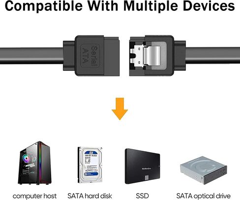 كابل بيانات SaiTech IT 5 حزم SATA III 6.0 جيجابت في الثانية مع مزلاج قفل لكابل HDD وSSD III 6 جيجابت في الثانية (أسود - مستقيم مع مزلاج قفل على كلا الجانبين، كابل Sata) 45 سم in Saudi Arabia