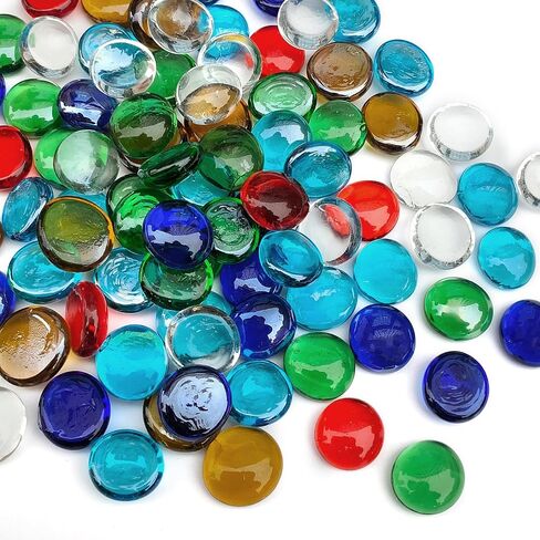 1LB حصى زجاجية مسطحة للمزهرية، 100 قطعة من أحجار الكريمة الزجاجية لحوض السمك، صخور زجاجية مزخرفة لمزهرية حشو خزان الأسماك وحرف حمام الطيور وديكور عيد الحب in Kuwait