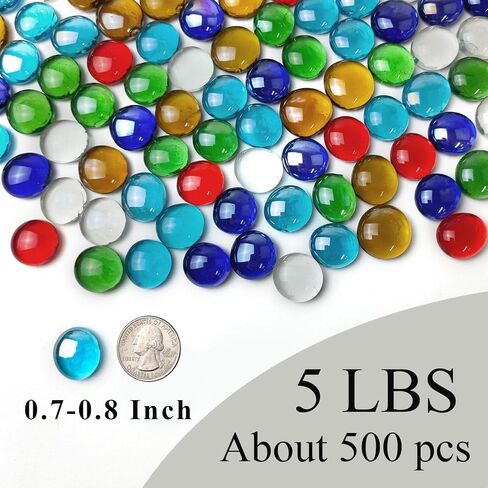 1LB حصى زجاجية مسطحة للمزهرية، 100 قطعة من أحجار الكريمة الزجاجية لحوض السمك، صخور زجاجية مزخرفة لمزهرية حشو خزان الأسماك وحرف حمام الطيور وديكور عيد الحب in Kuwait