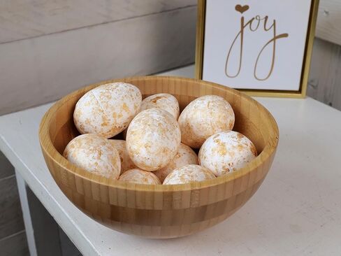 One Holiday Way Set of 10 2.75-inch Marbled Gold Gilded Ivory White Easter Eggs – Elegant Decorative Golden Bowl, Vase or Easter Basket Filler Springtime Decoration – Spring Tabletop Home Decor Accent in Kuwait