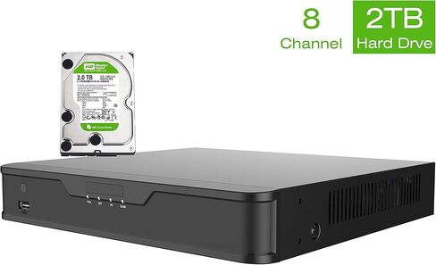 مسجل DVR للأمان 4K 8 قنوات CCTV مع محرك أقراص ثابتة سعة 2 تيرابايت، H.265+ مسجل فيديو رقمي هجين 5 في 1 للمراقبة، يدعم 8CH 8MP/15fps Security Analog و2 كاميرات IP لنظام CCTV المنزلي 24/7 in Kuwait