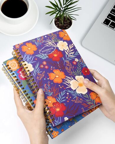 Spiral Notebooks 5 Subject 5-Pack College Ruled Hardcover with Removable Dividers 160 Pages/80 Sheets Each, A5(8.5 "x 5.7") Cute Blooming Floral, for Students Office Business Diary Book in Kuwait