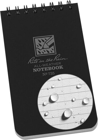 دفتر ملاحظات Rite in the Rain مقاوم لعوامل الطقس، مقاس 3 × 5 بوصة، غطاء أسود، نمط عالمي (رقم 735) in Saudi Arabia