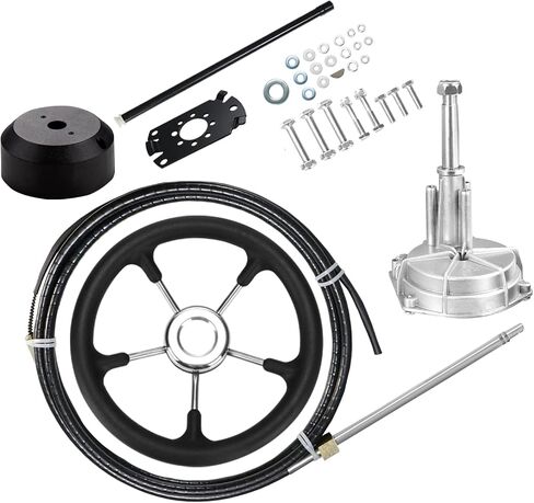 Marinexplore Outboard Steering System,14ft Rotary Steering Cable Kit with Luxury Foamed Stainless Steel Steering Wheel,Steering System Replacement for Marine Boat in Saudi Arabia