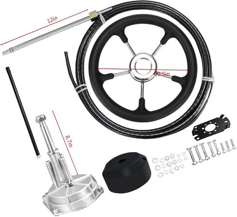 Marinexplore Outboard Steering System,14ft Rotary Steering Cable Kit with Luxury Foamed Stainless Steel Steering Wheel,Steering System Replacement for Marine Boat in Saudi Arabia