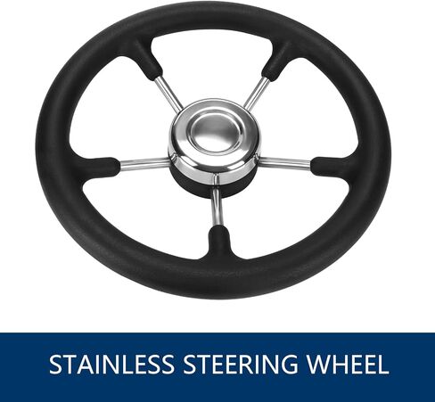 Marinexplore Outboard Steering System,14ft Rotary Steering Cable Kit with Luxury Foamed Stainless Steel Steering Wheel,Steering System Replacement for Marine Boat in Saudi Arabia