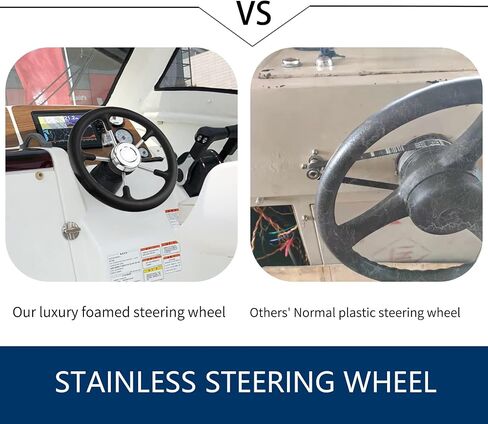 Marinexplore Outboard Steering System,14ft Rotary Steering Cable Kit with Luxury Foamed Stainless Steel Steering Wheel,Steering System Replacement for Marine Boat in Saudi Arabia