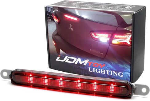 iJDMTOY OEM-Spec عدسة مدخنة داكنة، غطاء صندوق السيارة LED الكامل، مجموعة شريط ضوء الفرامل الثالث المتوافقة مع 2008-2016 Mitsubishi Lancer، Evolution X Sedan in Saudi Arabia