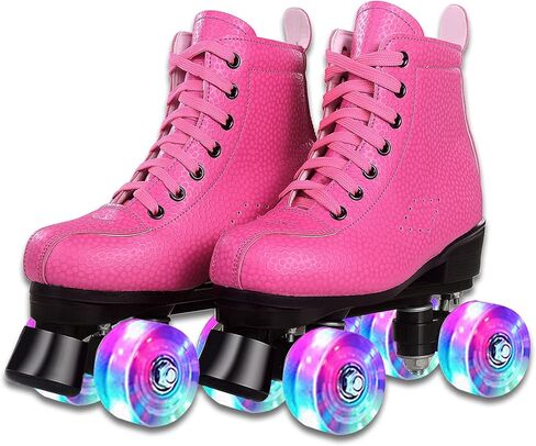 Roller Skate Shoes for Women&Men Classic Honeycomb PU Leather High-top Quad Roller Skates for Beginner, Professional Indoor&Outdoor Four-Wheel Shiny Roller Skates for Girls Unisex in Saudi Arabia