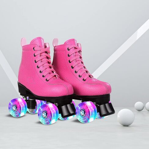 Roller Skate Shoes for Women&Men Classic Honeycomb PU Leather High-top Quad Roller Skates for Beginner, Professional Indoor&Outdoor Four-Wheel Shiny Roller Skates for Girls Unisex in Saudi Arabia
