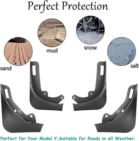 Tesla Model Y Mud Flaps Splash Guards No Need to Drill Holes 2021 2022 2023 Upgraded (Set of Four) Model Y Fender Mud Guard Accessories in Saudi Arabia