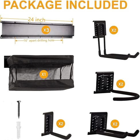 منظم المعدات الرياضية للمرآب، سلة تخزين الكرات على الحائط، رف تخزين الدراجات والخوذات، رف أدوات للتزلج على الجليد وكرة السلة وكرة القدم ومضارب البيسبول in Kuwait