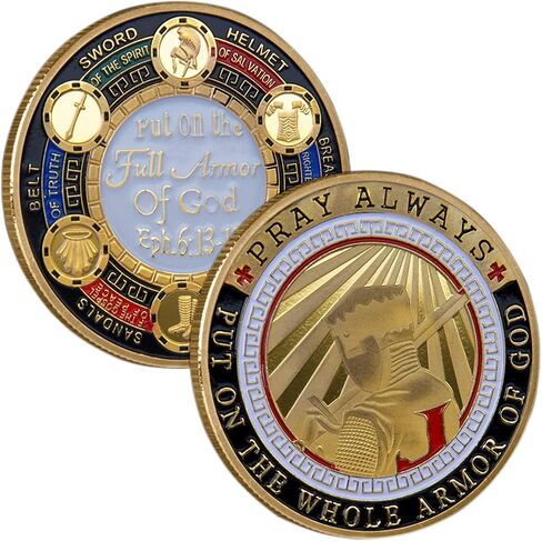 Put On The Full Armor Challenge Coin, Prayer Pocket Hug Token Lucky Coin in Saudi Arabia