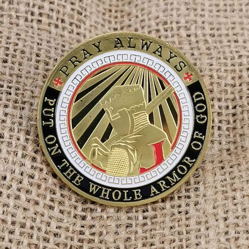Put On The Full Armor Challenge Coin, Prayer Pocket Hug Token Lucky Coin in Saudi Arabia