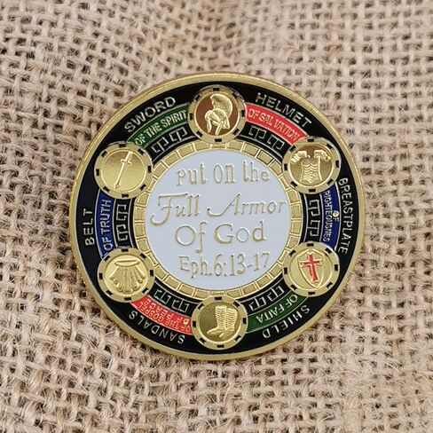 Put On The Full Armor Challenge Coin, Prayer Pocket Hug Token Lucky Coin in Saudi Arabia