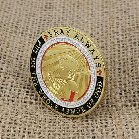 Put On The Full Armor Challenge Coin, Prayer Pocket Hug Token Lucky Coin in Saudi Arabia