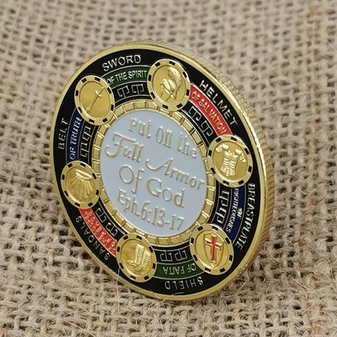 Put On The Full Armor Challenge Coin, Prayer Pocket Hug Token Lucky Coin in Saudi Arabia