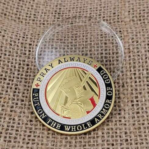 Put On The Full Armor Challenge Coin, Prayer Pocket Hug Token Lucky Coin in Saudi Arabia