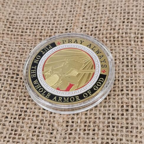 Put On The Full Armor Challenge Coin, Prayer Pocket Hug Token Lucky Coin in Saudi Arabia