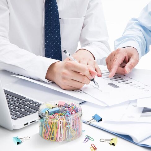 مشابك ورق ومشابك ربط، 350 قطعة من مشابك الورق الملونة من Viemior بأحجام متنوعة (كبيرة ومتوسطة وصغيرة)، لوازم مدرسية ومستلزمات مكتبية ومستلزمات مدرسية لأساسيات مكتب المكتب in Saudi Arabia
