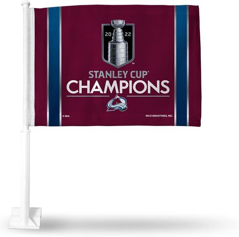 علم سيارة مزدوج الجوانب من Rico Industries NHL Hockey Stanley Cup Champions - 40.64 سم × 48.26 سم - عمود قوي يتم تثبيته على السيارة/الشاحنة/السيارات in Kuwait