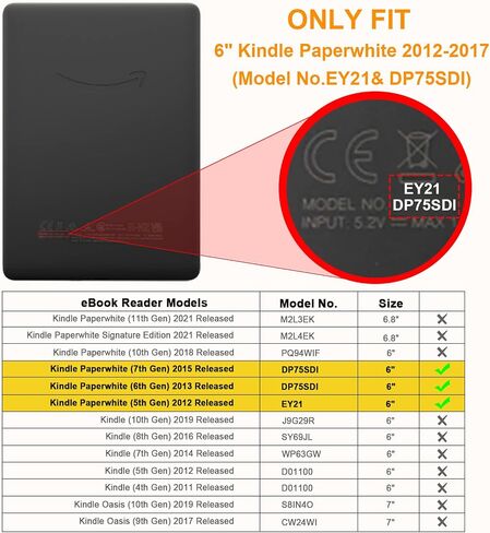 Fintie Origami Case for 6" Kindle Paperwhite 2012-2017 (Model No. EY21 & DP75SDI) - Slim Fit Stand Cover with Auto Sleep/Wake (Not Fit Paperwhite 10th & 11th Gen), Gray in Saudi Arabia