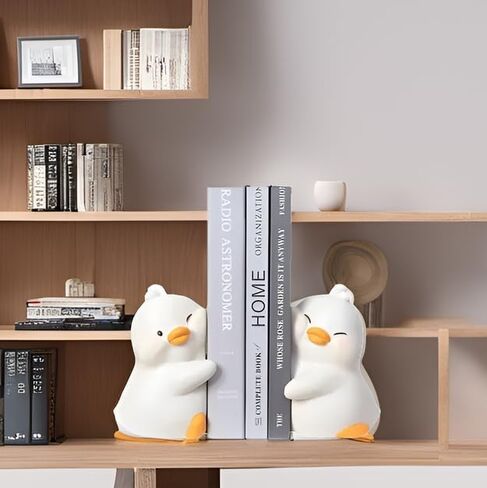 Cute Duck Bookends,Book Ends for Shelves,Resin Decorative Bookends,Creative Book Holders Stopper for Bookshelf Desk Home Office Decoration in Kuwait