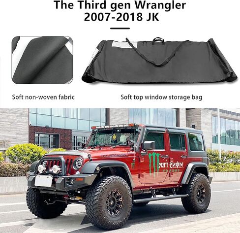 حقيبة تخزين النافذة العلوية الناعمة من Bentolin مع مقبض حمل متوافقة مع 2018-2021 Jeep Wrangler JL JLU Gladiator JT Sports Sahara Freedom Rubicon Unlimited 2 أو 4 أبواب منظم المقعد الخلفي in Saudi Arabia