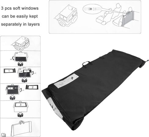 حقيبة تخزين نافذة علوية ناعمة من Sunluway مناسبة لـ 2018-2023 Jeep Wrangler JL JLU & Jeep Gladiator JT 2-Door & 4-Door Replace 68358392AC in Saudi Arabia