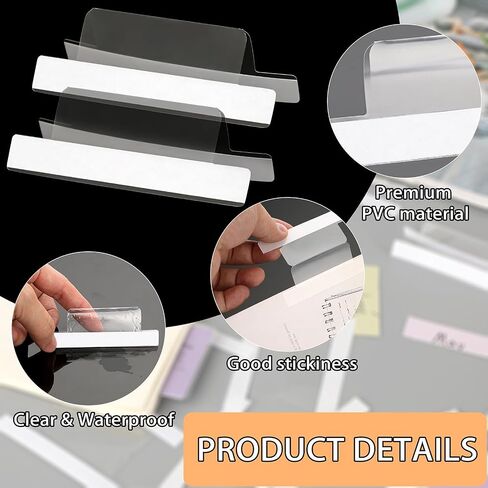 BTSKY 2.2 Inch Insertable Self-Adhesive Index Tabs with Printable Paper Inserts Clear Plastic Sticky File Folder Labels Convenient Divider Index Tabs Stick on Books, Folders, Notebooks,etc (75 Pcs) in Saudi Arabia