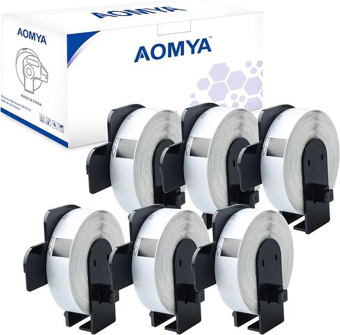 6 عبوات من ملصقات Aomya DK-1203 المتوافقة مع مجلدات الملفات المقطوعة بالقالب من BRO مقاس 2/3 بوصة × 3-7/16 بوصة (17 مم × 87 مم) ملصقات بيضاء مع 6 خراطيش قابلة لإعادة الاستخدام تستخدم لـ QL-700 QL570 QL710W QL800 QL810W QL1060N(6 ) in Kuwait