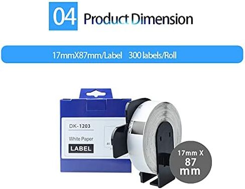 6 عبوات من ملصقات Aomya DK-1203 المتوافقة مع مجلدات الملفات المقطوعة بالقالب من BRO مقاس 2/3 بوصة × 3-7/16 بوصة (17 مم × 87 مم) ملصقات بيضاء مع 6 خراطيش قابلة لإعادة الاستخدام تستخدم لـ QL-700 QL570 QL710W QL800 QL810W QL1060N(6 ) in Kuwait